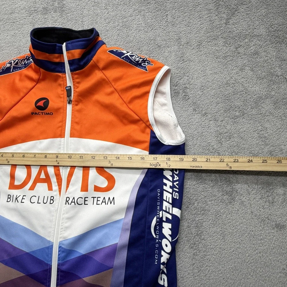 Pactimo Cycling Vest Mens Small Orange Blue Davis Bike Club Race Team Full‎ Zip